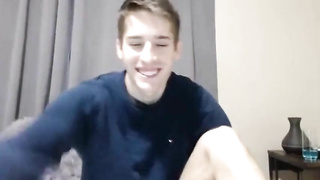 Twink Jerks Off on Webcam, Showing Big Dick